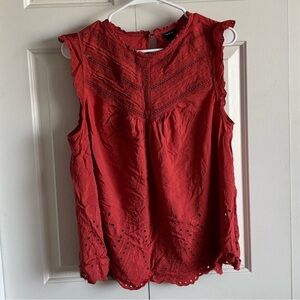 Torrid Orange Eyelet Ruffle Sleeveless Top Size 1